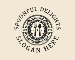 Organic Kitchen Food Plate logo design