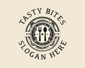 Organic Kitchen Food Plate logo design