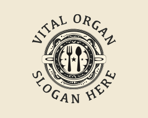 Organic Kitchen Food Plate logo design