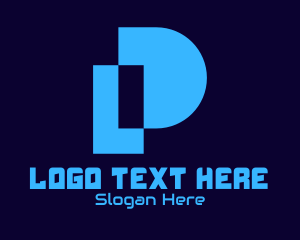 Pixelate - Blue Pixel Tech Letter P logo design