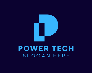 Blue Pixel Tech Letter P Logo