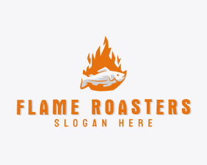 Roasting - Fish Flame Barbecue logo design
