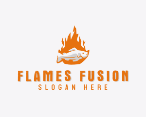 Fish Flame Barbecue logo design