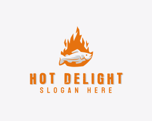 Fish Flame Barbecue logo design