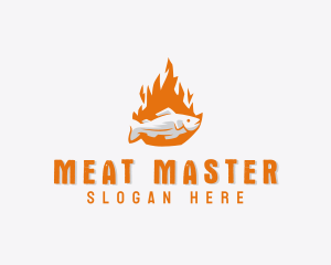 Fish Flame Barbecue logo design