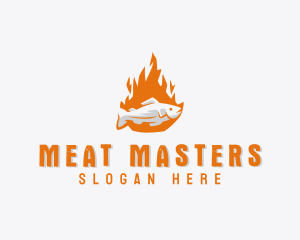 Fish Flame Barbecue logo design