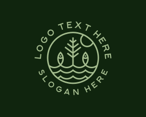 Ocean - Tree Fish Waves logo design