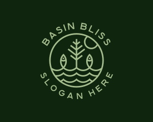 Tree Fish Waves logo design