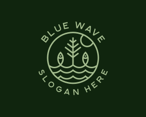 Tree Fish Waves logo design