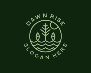 Tree Fish Waves logo design