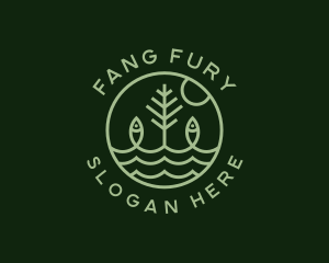 Tree Fish Waves logo design