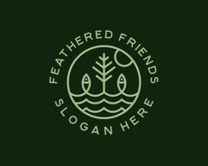 Tree Fish Waves logo design