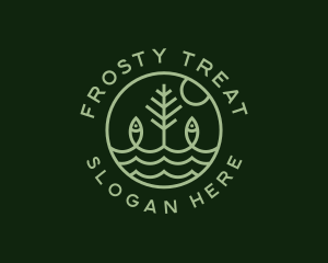 Tree Fish Waves logo design