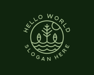 Tree Fish Waves logo design