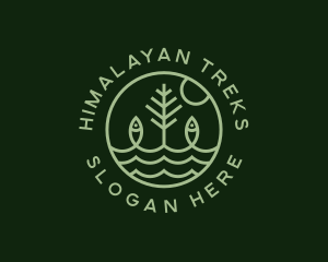 Tree Fish Waves logo design