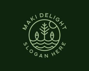 Tree Fish Waves logo design