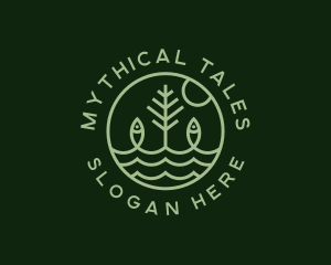 Tree Fish Waves logo design