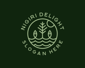 Tree Fish Waves logo design