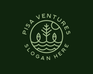 Tree Fish Waves logo design