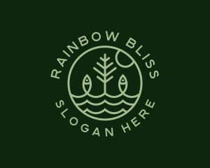 Tree Fish Waves logo design