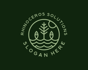 Tree Fish Waves logo design