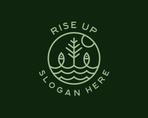 Tree Fish Waves logo design