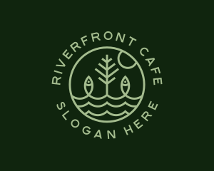 Tree Fish Waves logo design