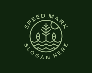 Tree Fish Waves logo design