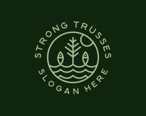 Tree Fish Waves logo design