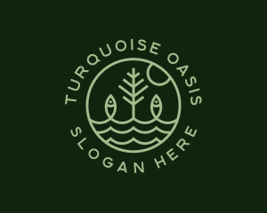 Tree Fish Waves logo design