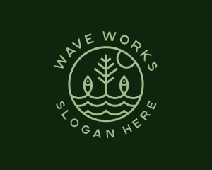 Tree Fish Waves logo design