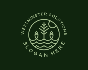 Tree Fish Waves logo design