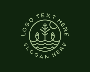 Simple - Tree Fish Waves logo design