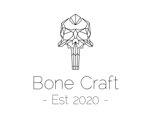 Skeletal - Minimal Skull Monoline logo design