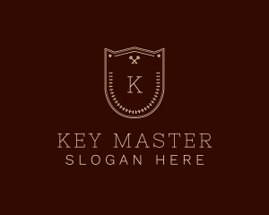 Keys - Shield Key Wreath School logo design