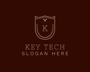 Shield Key Wreath School logo design