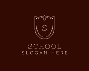Shield Key Wreath School logo design