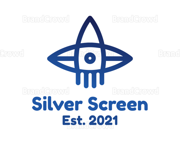 Blue Surfboard Rocket Logo
