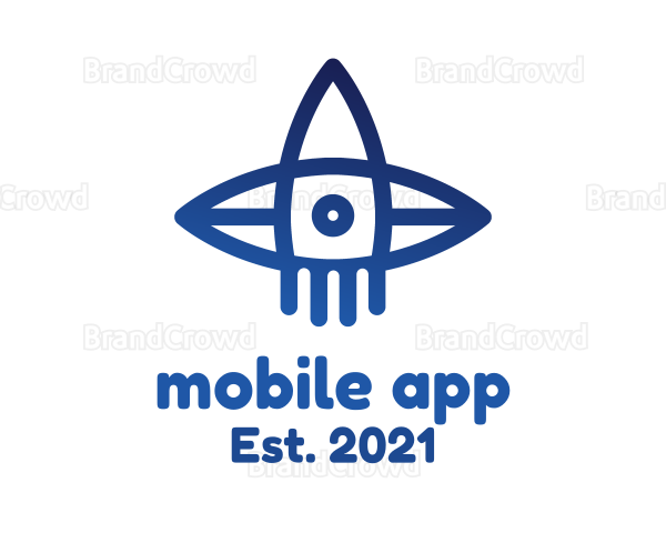 Blue Surfboard Rocket Logo