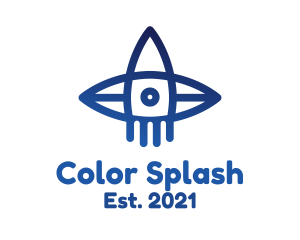 Blue Surfboard Rocket logo design