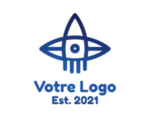Space - Blue Surfboard Rocket logo design
