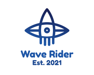 Surfboard - Blue Surfboard Rocket logo design