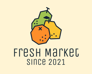 Geometric Fresh Fruit logo design