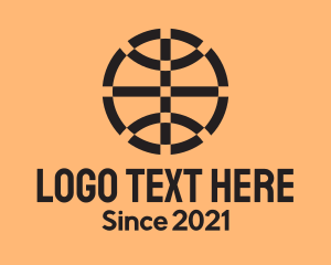 Round - Modern  Checkered Basketball logo design