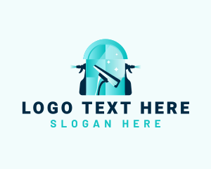 Shiny - Squeegee Wiper Sprayer Cleaning logo design