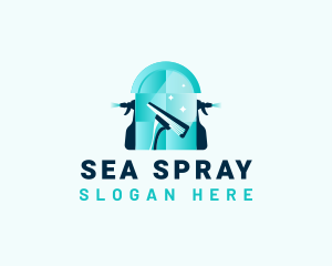 Squeegee Wiper Sprayer Cleaning logo design