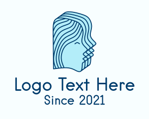 Hairstyling - Blue Lady Face logo design
