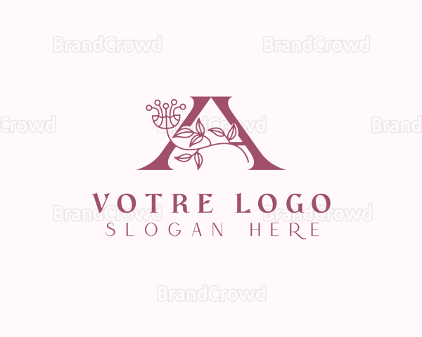 Botanical Flower Letter A Logo