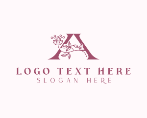 Botanical Flower Letter A Logo