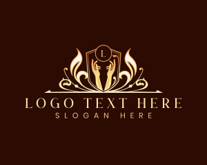 Crest - Hand Luxury Floral logo design